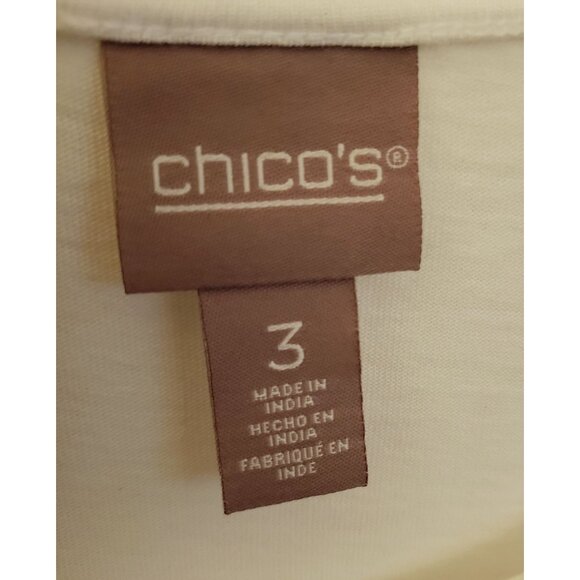 Chico's Cotton Modal Blend White Pullover Ruffle SleeveTunic Top Size L EUC - Picture 7 of 8